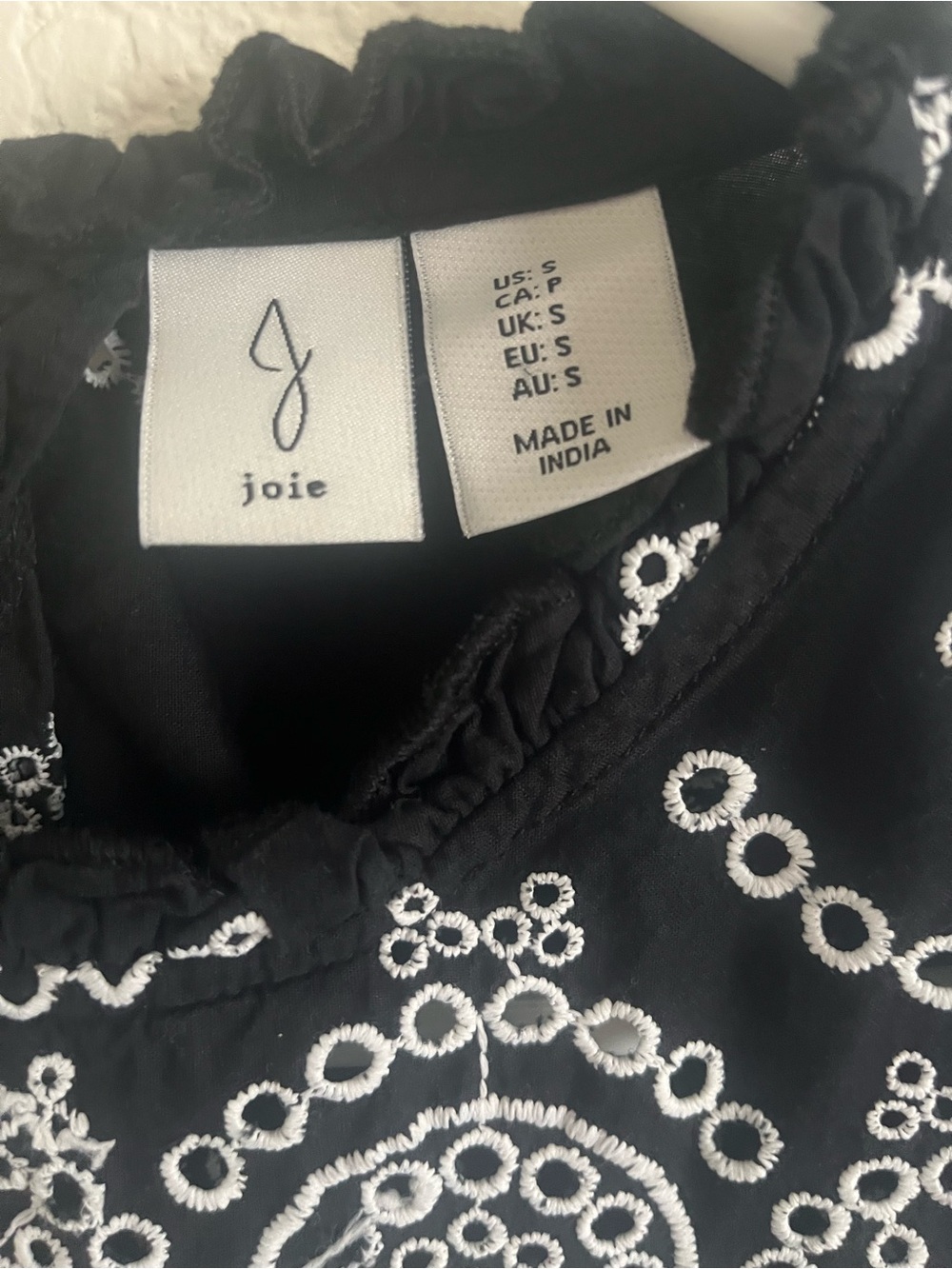 Joie Black Blouse with White Circular Embroidery - Picture 2 of 9